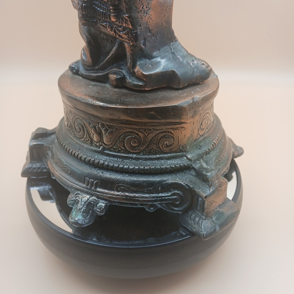 Double Sided Cast Metal Statue Mephistopheles Style Gothic Sculpture *patina - Picture 11 of 14